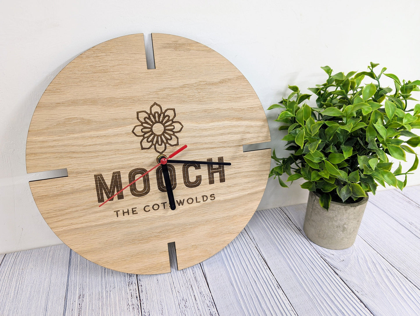 Personalised Engraved Wooden Logo Wall Clock - Bespoke Branded Timepiece