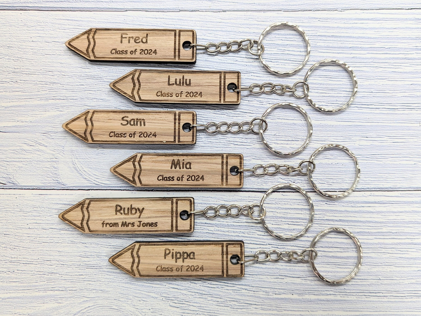 Personalised Student Pencil Keyrings, Oak School Key Chains, Students Gifts | Gifts from Teacher, End of Term, End-of-Year, Custom Names