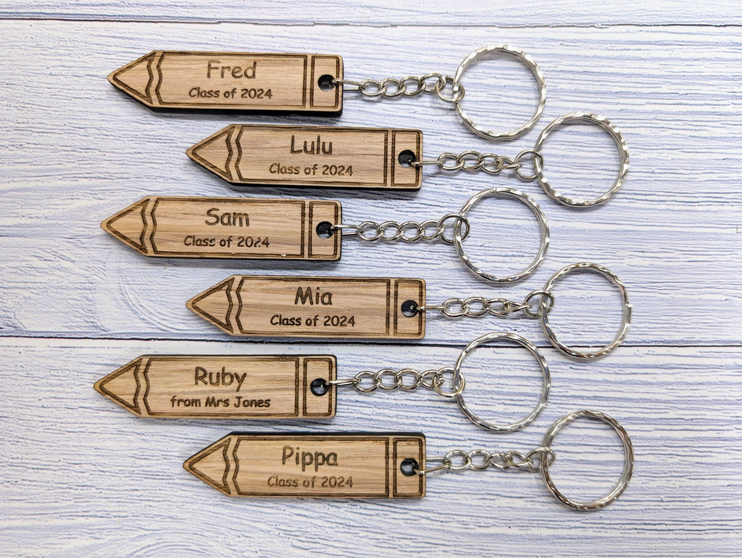 Personalised Student Pencil Keyrings, Oak School Key Chains, Students Gifts | Gifts from Teacher, End of Term, End-of-Year, Custom Names