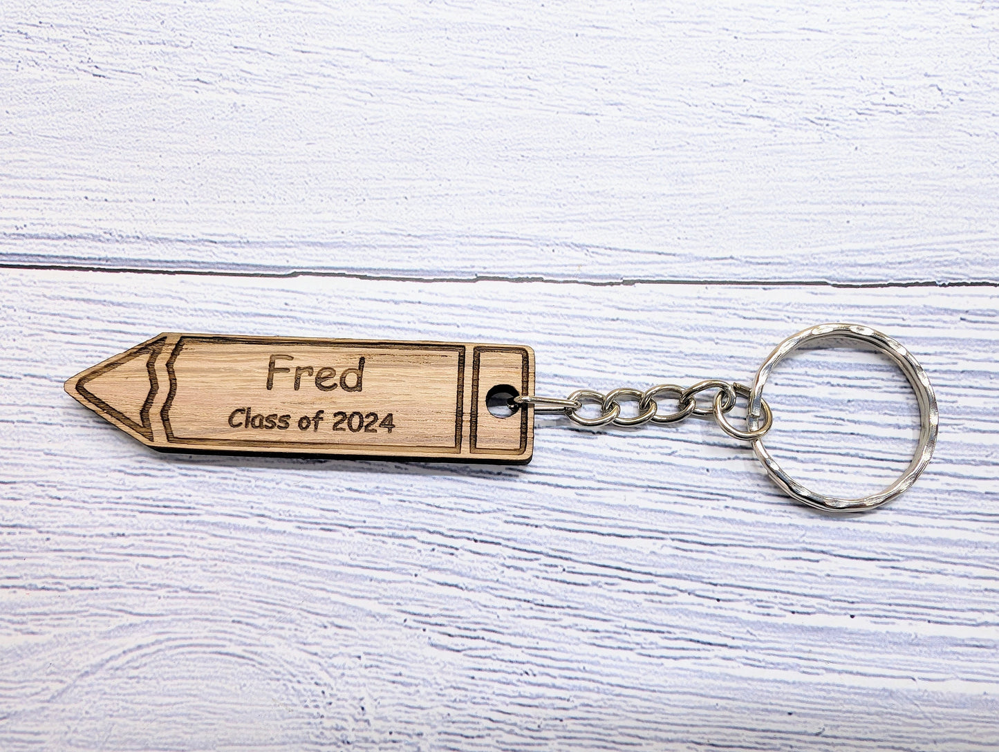 Personalised Student Pencil Keyrings, Oak School Key Chains, Students Gifts | Gifts from Teacher, End of Term, End-of-Year, Custom Names