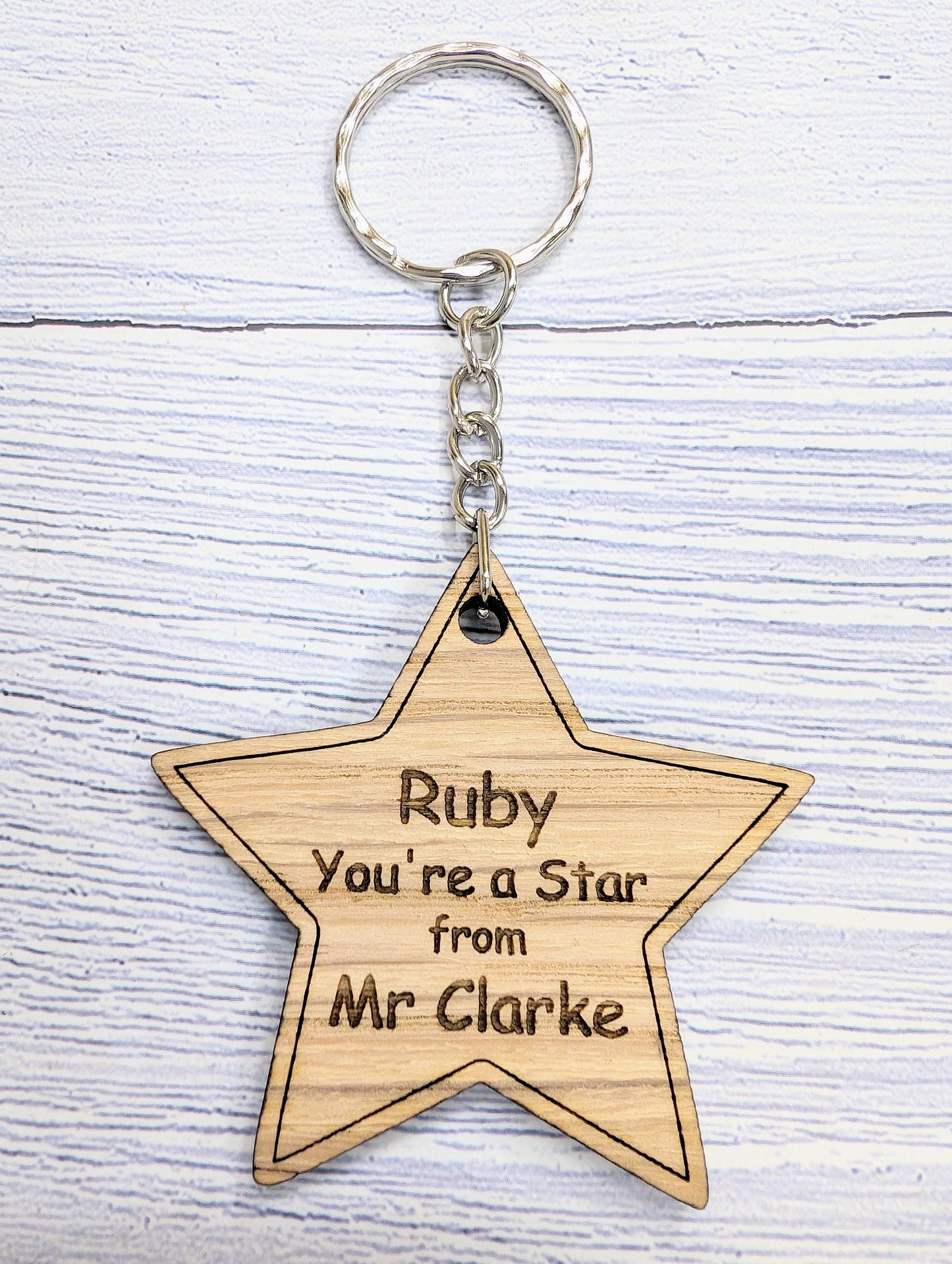 Personalised 'You're a Star' Keyring - Wooden Student Gift, End of Year - Custom Name Engraved - Ideal Gift for Students from Teachers