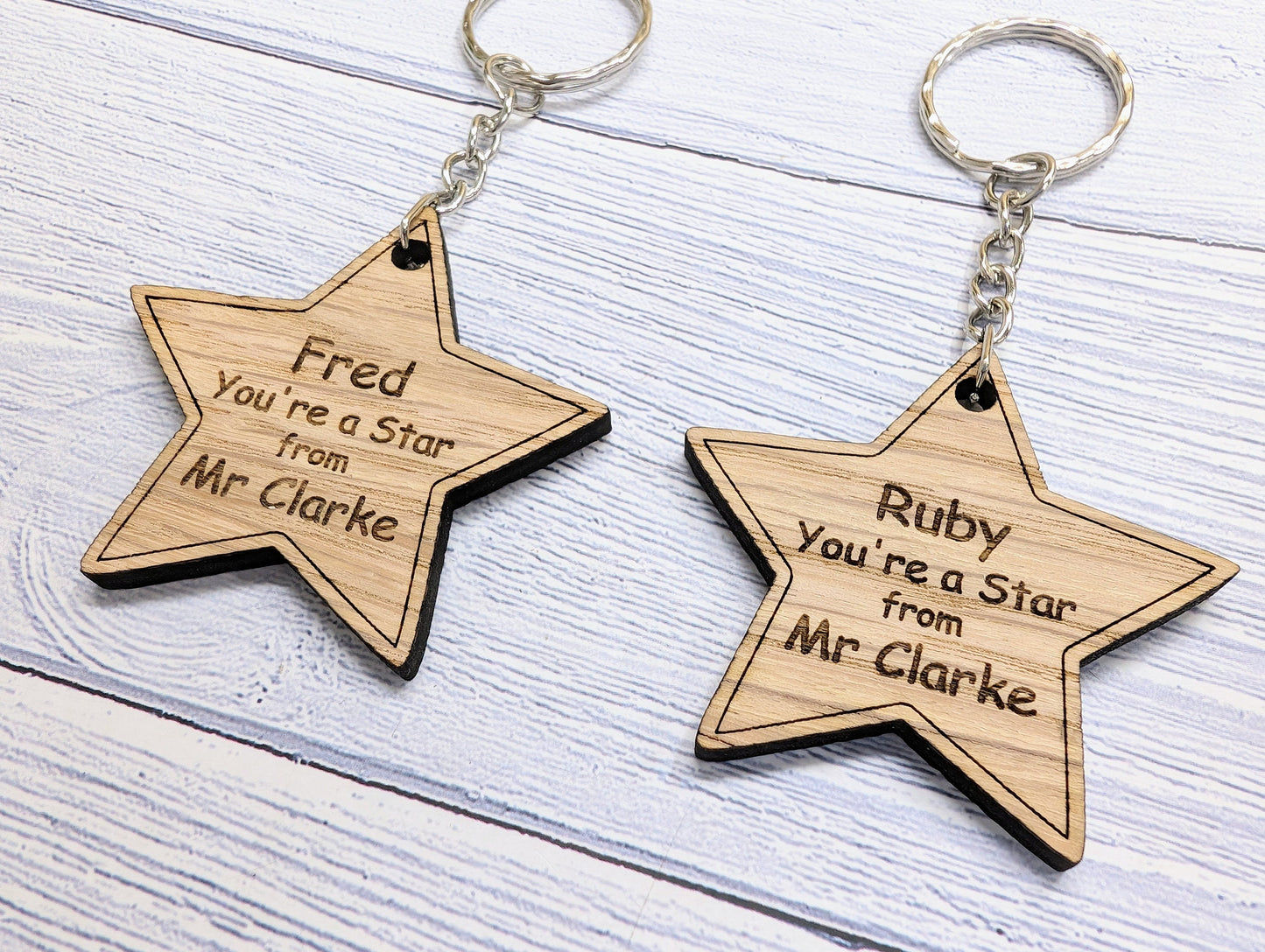 Personalised 'You're a Star' Keyring - Wooden Student Gift, End of Year - Custom Name Engraved - Ideal Gift for Students from Teachers