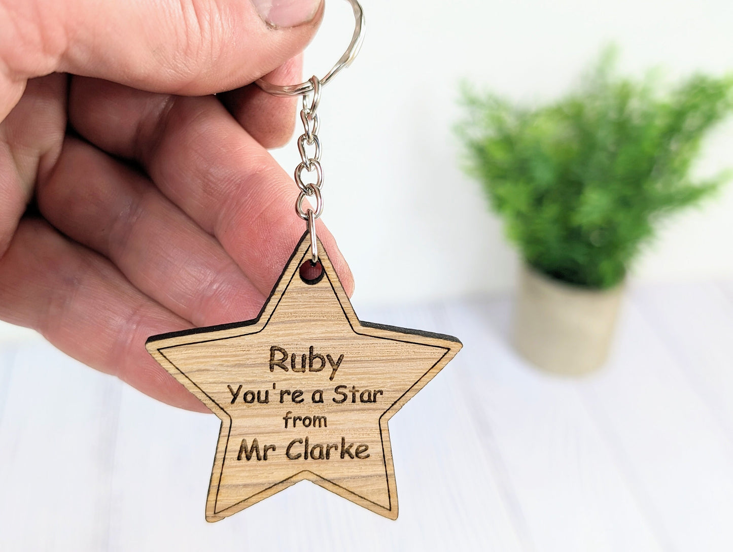 Personalised 'You're a Star' Keyring - Wooden Student Gift, End of Year - Custom Name Engraved - Ideal Gift for Students from Teachers