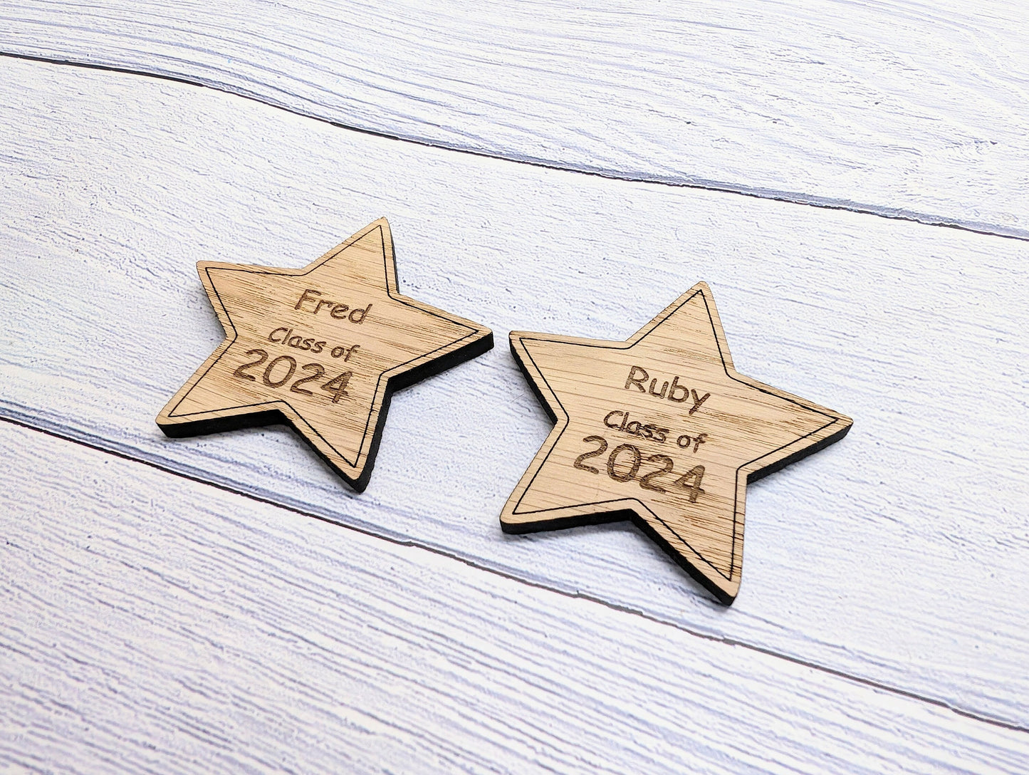 Personalised 'You're a Star - Class of xx' Wood Hug Token - Wooden Student Gift, End of Year - Custom Name Engraved - Eco Gift for Students