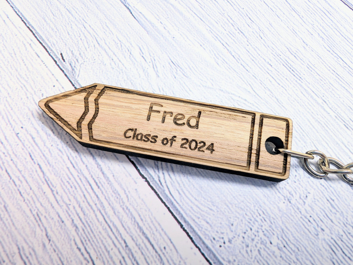 Personalised Student Pencil Keyrings, Oak School Key Chains, Students Gifts | Gifts from Teacher, End of Term, End-of-Year, Custom Names