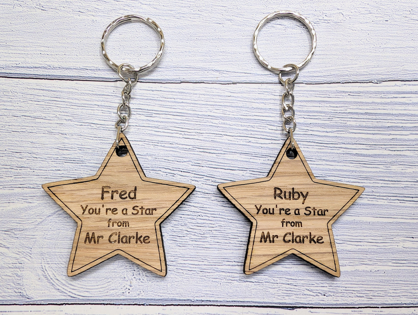 Personalised 'You're a Star' Keyring - Wooden Student Gift, End of Year - Custom Name Engraved - Ideal Gift for Students from Teachers