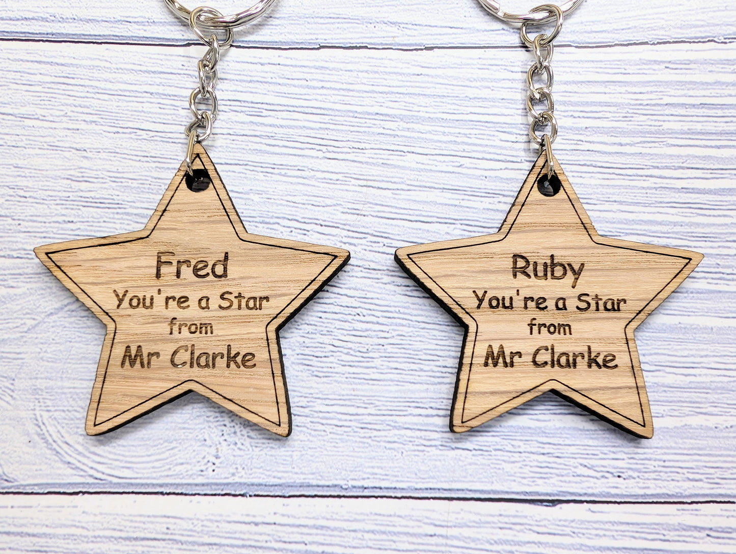 Personalised 'You're a Star' Keyring - Wooden Student Gift, End of Year - Custom Name Engraved - Ideal Gift for Students from Teachers