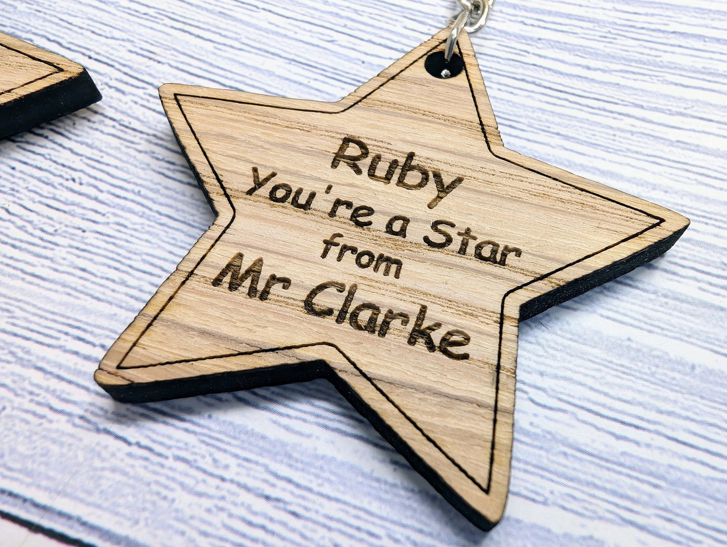 Personalised 'You're a Star' Keyring - Wooden Student Gift, End of Year - Custom Name Engraved - Ideal Gift for Students from Teachers