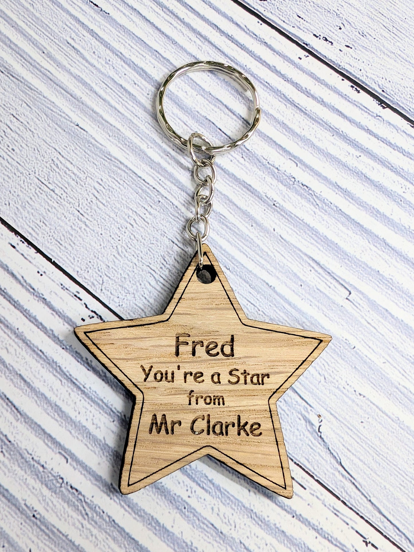 Personalised 'You're a Star' Keyring - Wooden Student Gift, End of Year - Custom Name Engraved - Ideal Gift for Students from Teachers