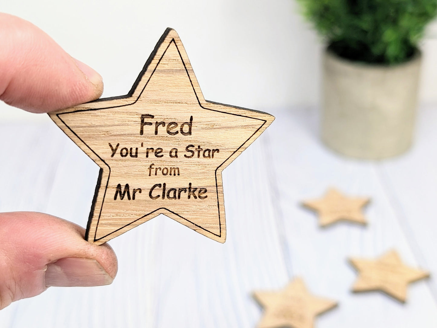 Personalised 'You're a Star' Hug Token - Wooden Student Gift, End of Year - Custom Name Engraved - Ideal Gift for Students from Teachers