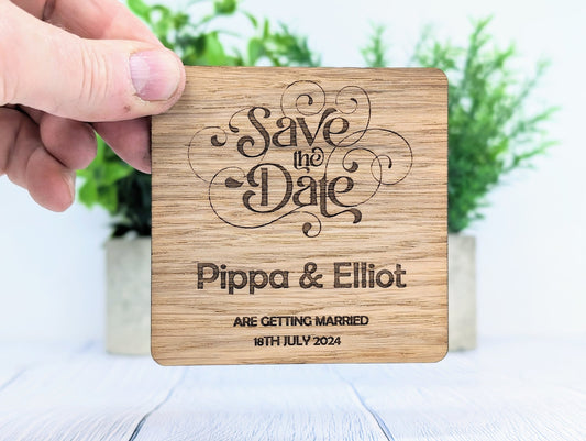 Eco-Friendly 'Save The Date' Personalised Wooden Coasters