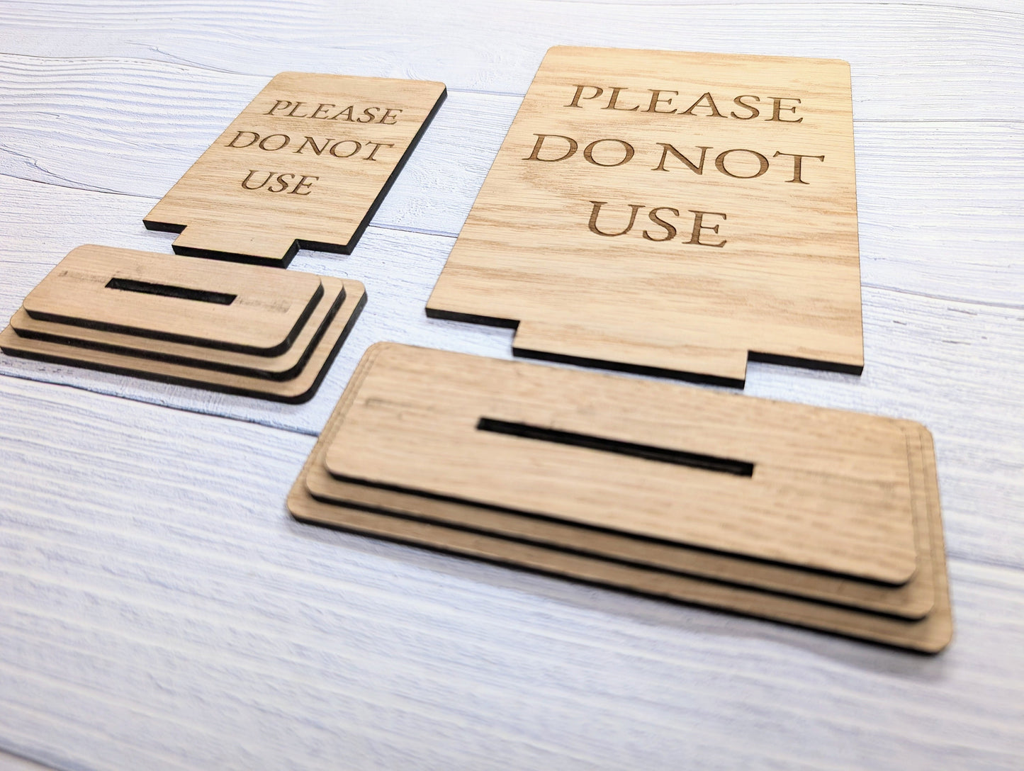 Wooden Freestanding Table Sign 'Please Do Not Use' - Ideal for Museums, AirBnB, Rental Homes – Two Sizes, Removable Base