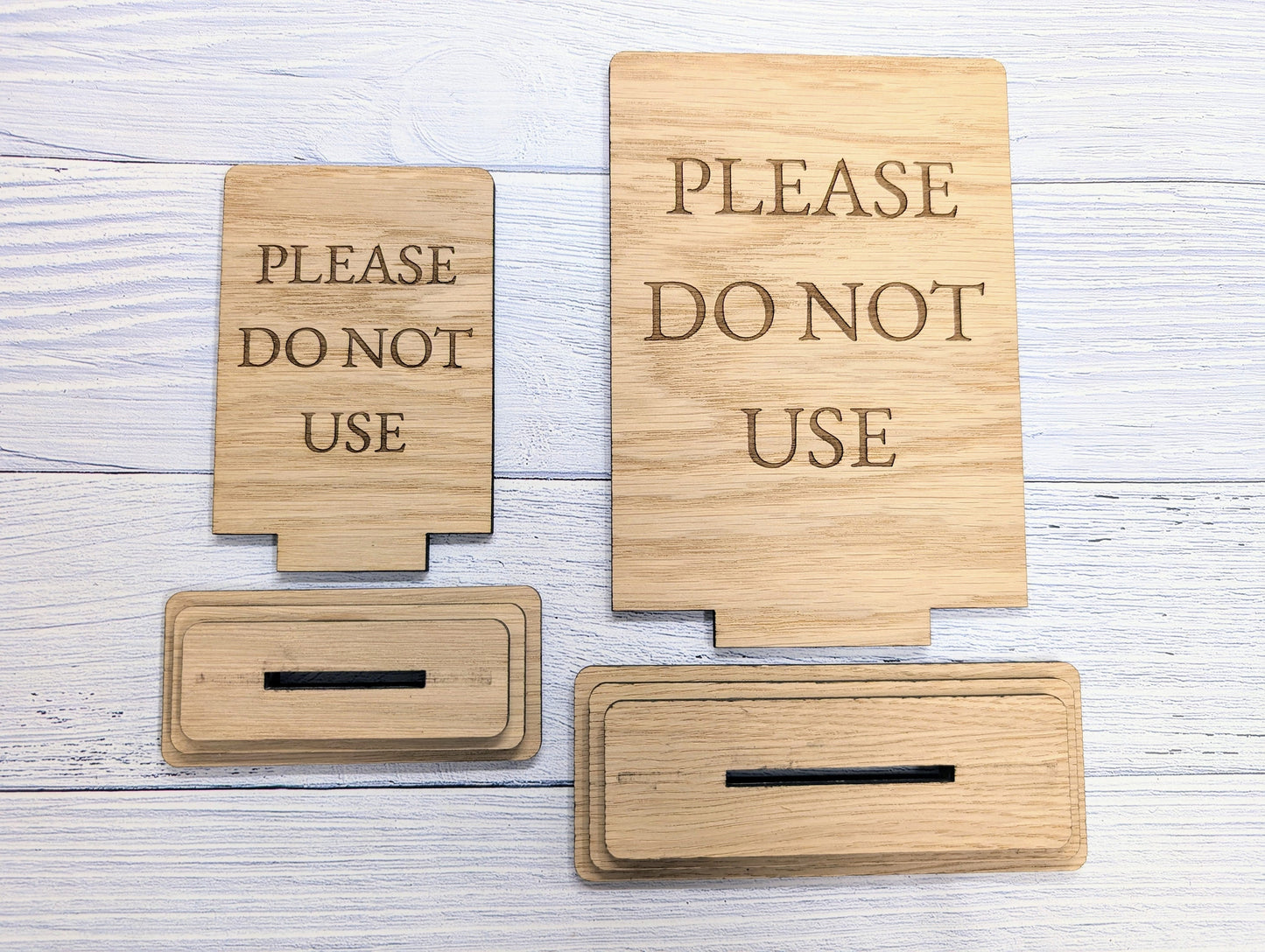 Wooden Freestanding Table Sign 'Please Do Not Use' - Ideal for Museums, AirBnB, Rental Homes – Two Sizes, Removable Base