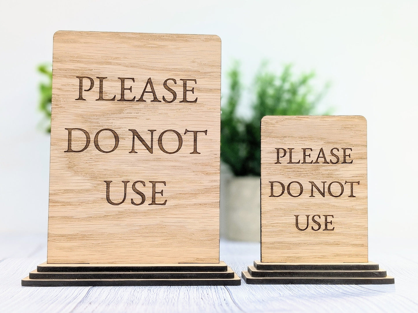 Wooden Freestanding Table Sign 'Please Do Not Use' - Ideal for Museums, AirBnB, Rental Homes – Two Sizes, Removable Base