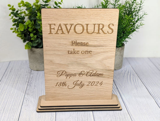 Personalised Wedding XL Table XL Sign 'Favours - Please Take One' - Custom Couples' Name, Date, Wooden Sign, Couples, Venue Planners