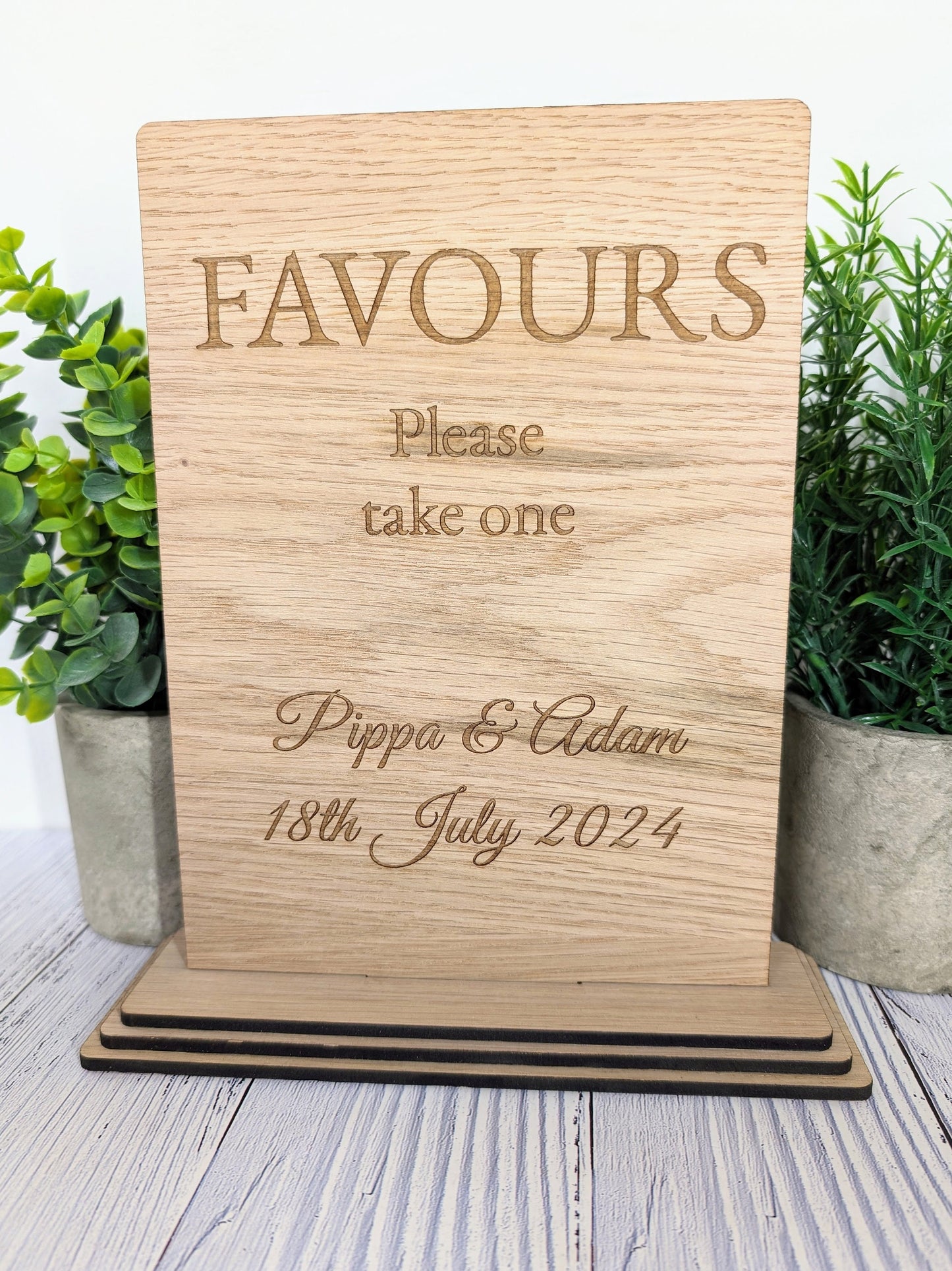 Personalised Wedding XL Table XL Sign 'Favours - Please Take One' - Custom Couples' Name, Date, Wooden Sign, Couples, Venue Planners