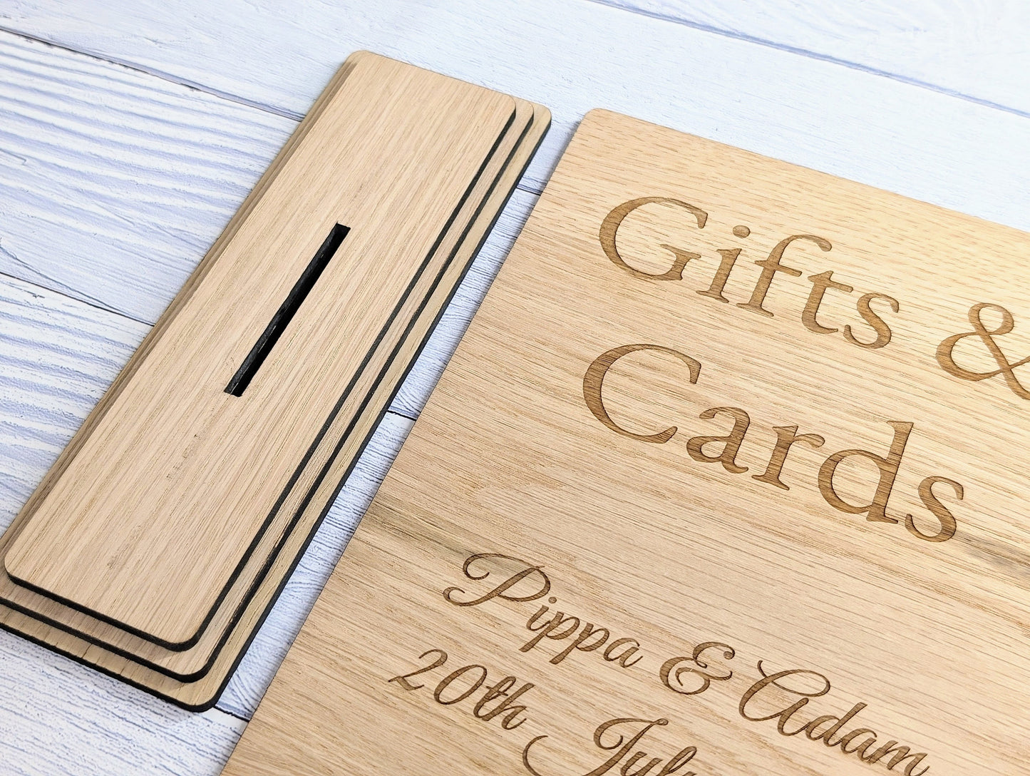 Personalised 'Gifts & Cards' XL Wooden Sign for Weddings and Parties - Extra Large Freestanding Table Display with Couple's Name and Date