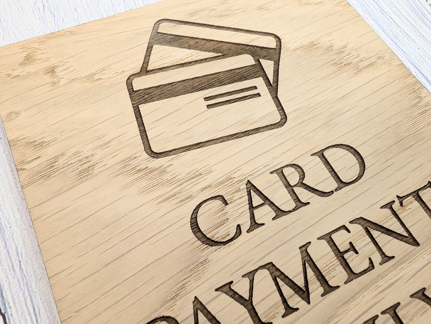 Card Payments Only Please - Wooden Freestanding Table Sign - Perfect for Shops, Cafés, Markets – Available in Two Sizes" Removable Base