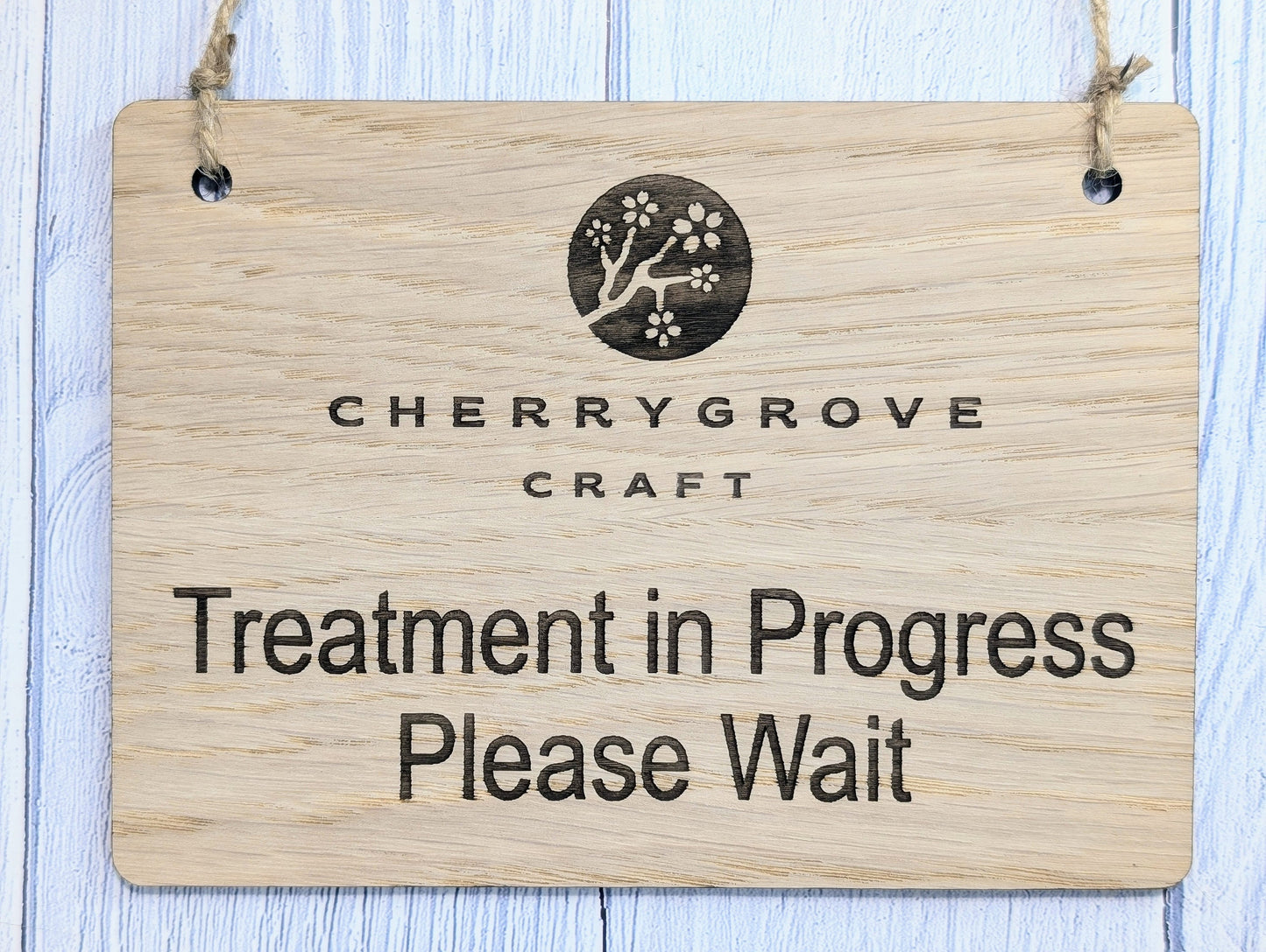 Treatment in Progress, Please Wait - Custom Wood Hanging Sign - 4 Sizes, Add Your Text or Logo, Personalised Wooden Signage, Oak Door Sign