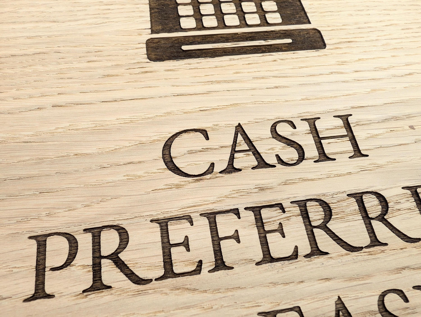 Wooden Freestanding Table Sign 'Cash Preferred' - Perfect for Shops, Cafés, Markets – XL Size - Removable Base, Shop Signage