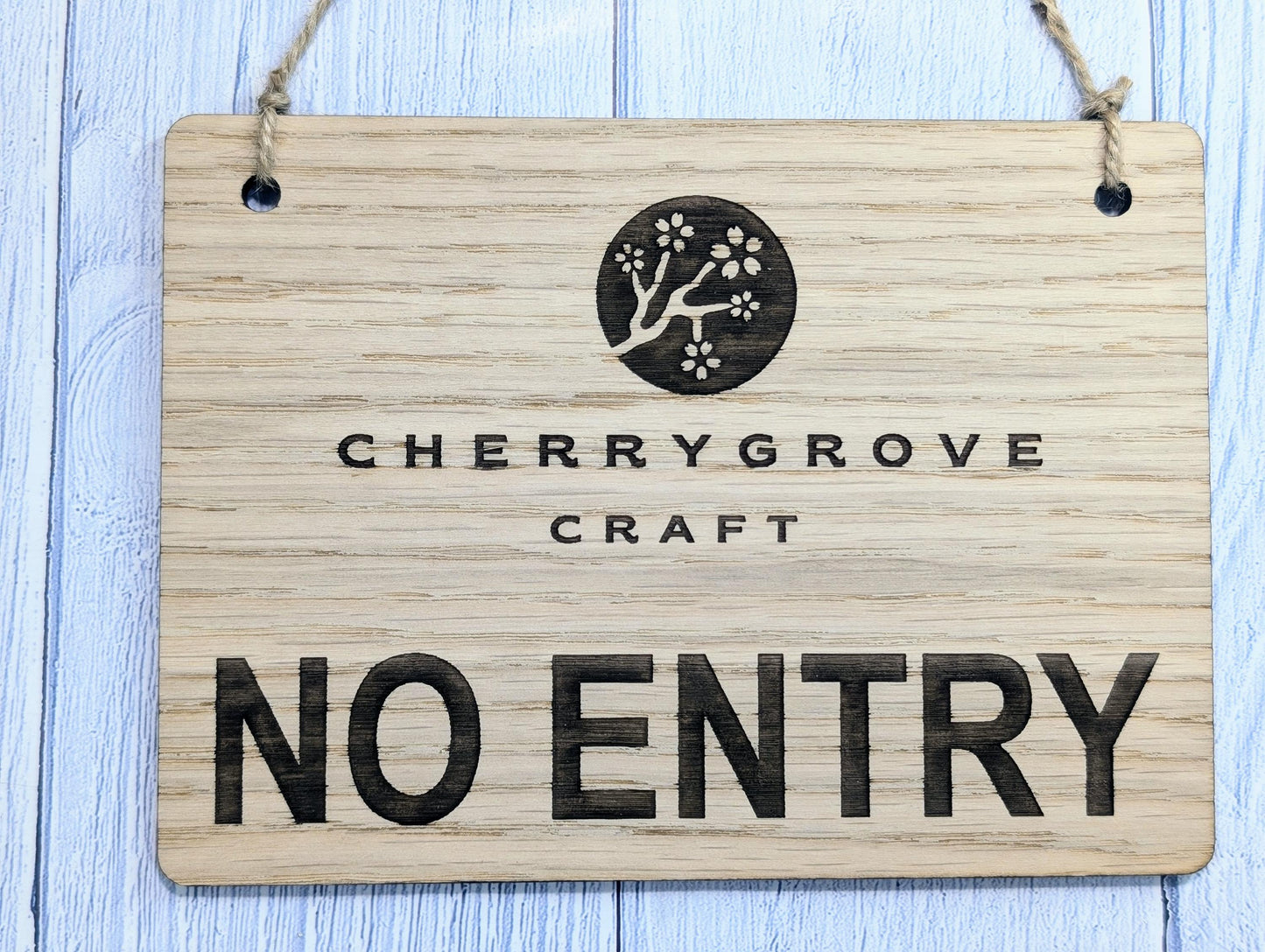 Personalised NO ENTRY Hanging Sign - 4 Sizes, Add Your Text or Logo, Personalised Wooden Hanging Sign, Door Sign, Do Not Enter Sign