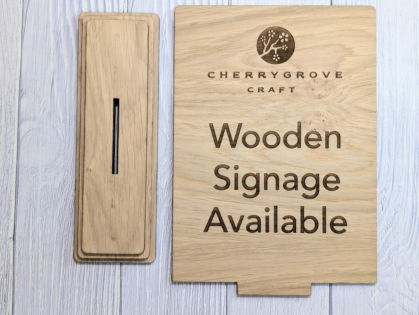 Wooden Personalised Table Sign, Extra Large - Perfect for Shops, Cafés, Markets – XL Size - Removable Base, Shop Signage Freestanding