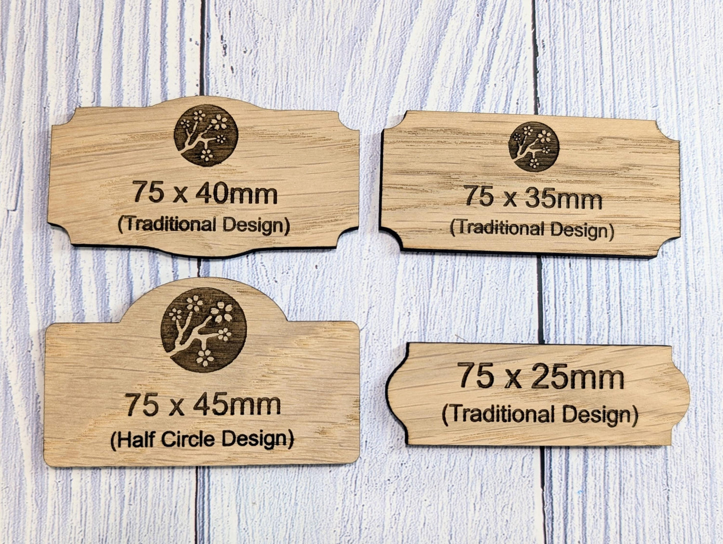 Wooden Shaped Name Badges, Multiple Sizes/Attachments