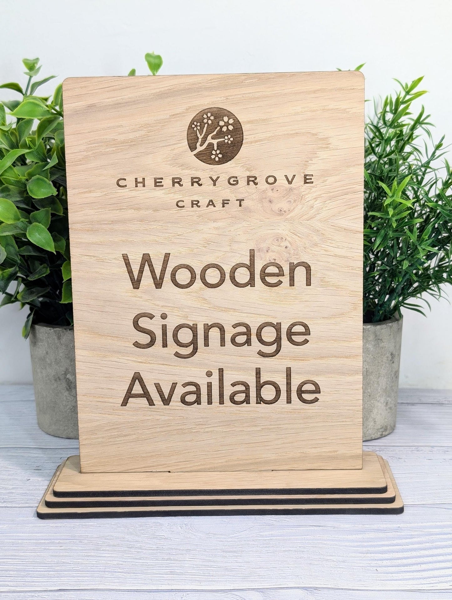 Wooden Personalised Table Sign, Extra Large - Perfect for Shops, Cafés, Markets – XL Size - Removable Base, Shop Signage Freestanding