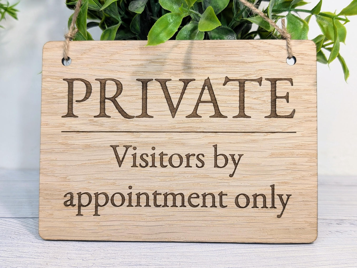 PRIVATE Visitors by Appointment Only Sign - Customisable Wooden Privacy Sign - Ideal for Home, Office, or Business - Eco-Friendly Materials