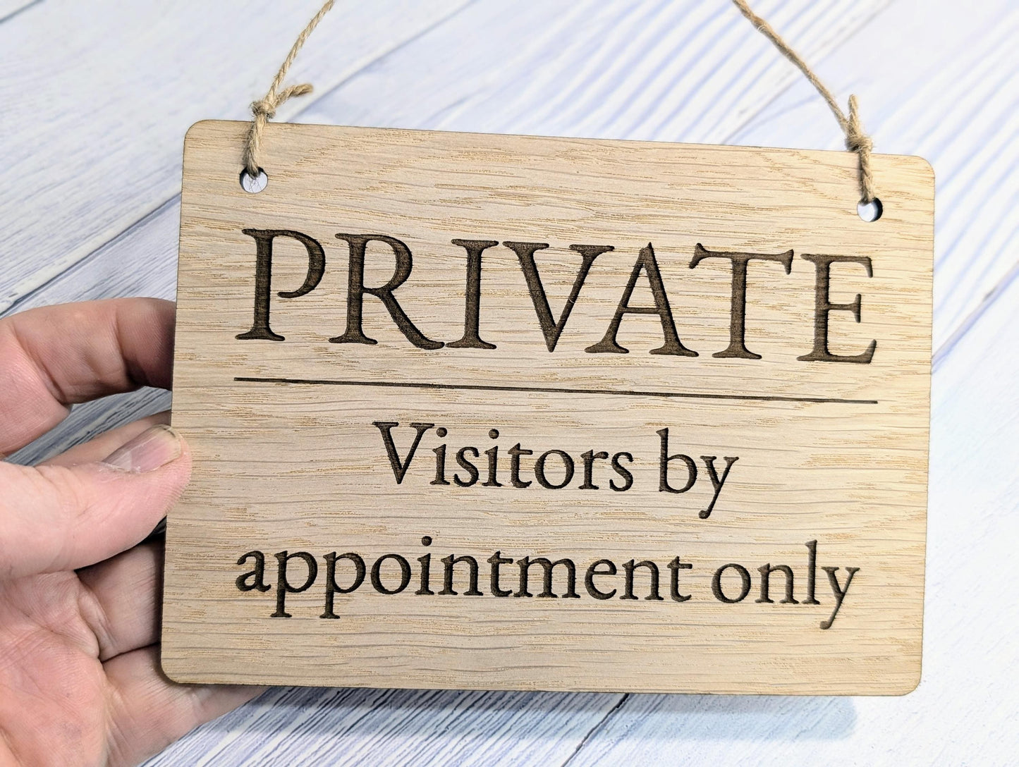 PRIVATE Visitors by Appointment Only Sign - Customisable Wooden Privacy Sign - Ideal for Home, Office, or Business - Eco-Friendly Materials