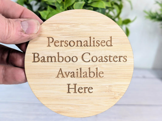 Personalised Bamboo Coasters - Sustainable Gift for Any Occasion, Custom Coasters, Eco Friendly Coasters, Father's Day Gift