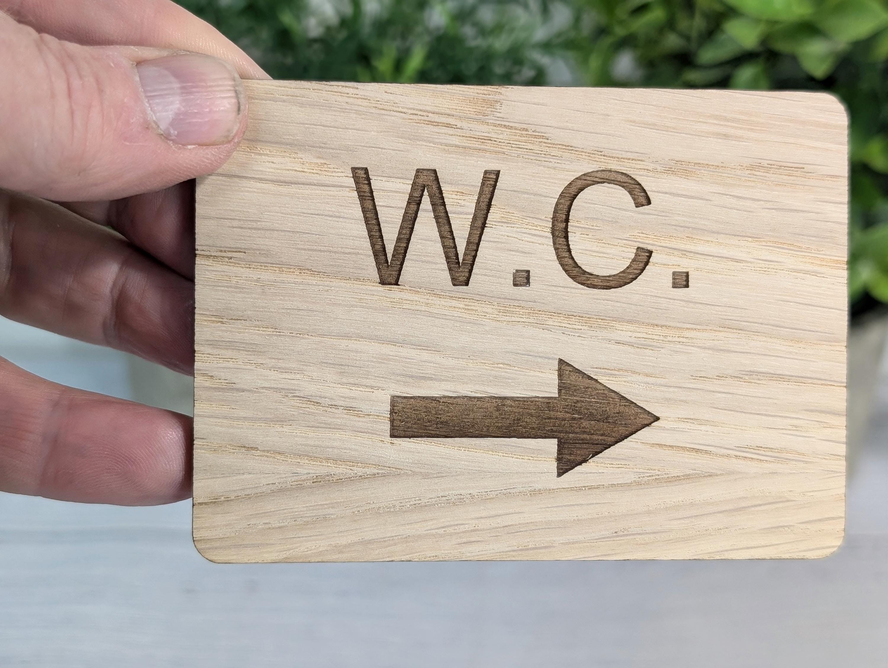 WC Toilet Sign | Oak | 4 Sizes | Bathroom Door Plaque – CherryGroveCraft