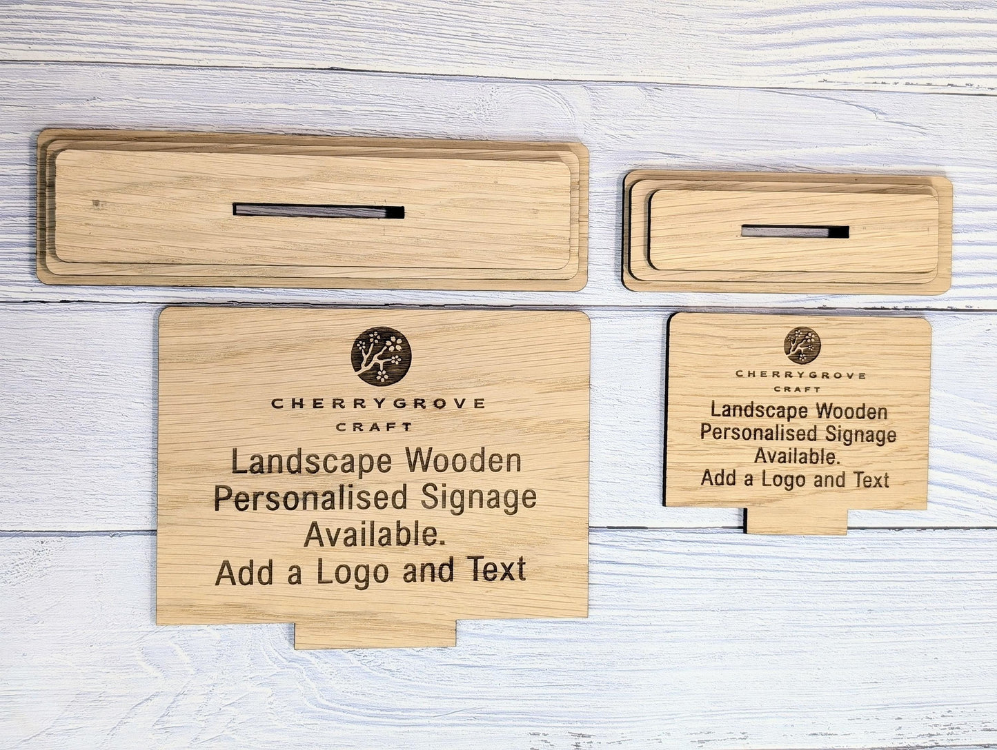 Personalised Wooden Table Signs - Custom Text, Logo, Freestanding, Removable Base, Two Sizes, Conference, Wedding, Retail, AirBnB Signage