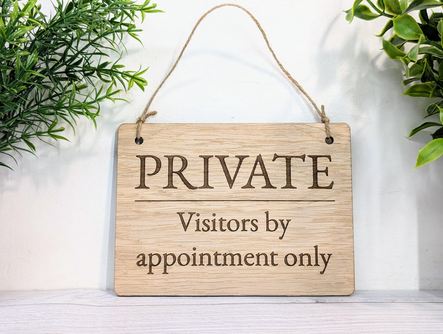 PRIVATE Visitors by Appointment Only Sign - Customisable Wooden Privacy Sign - Ideal for Home, Office, or Business - Eco-Friendly Materials