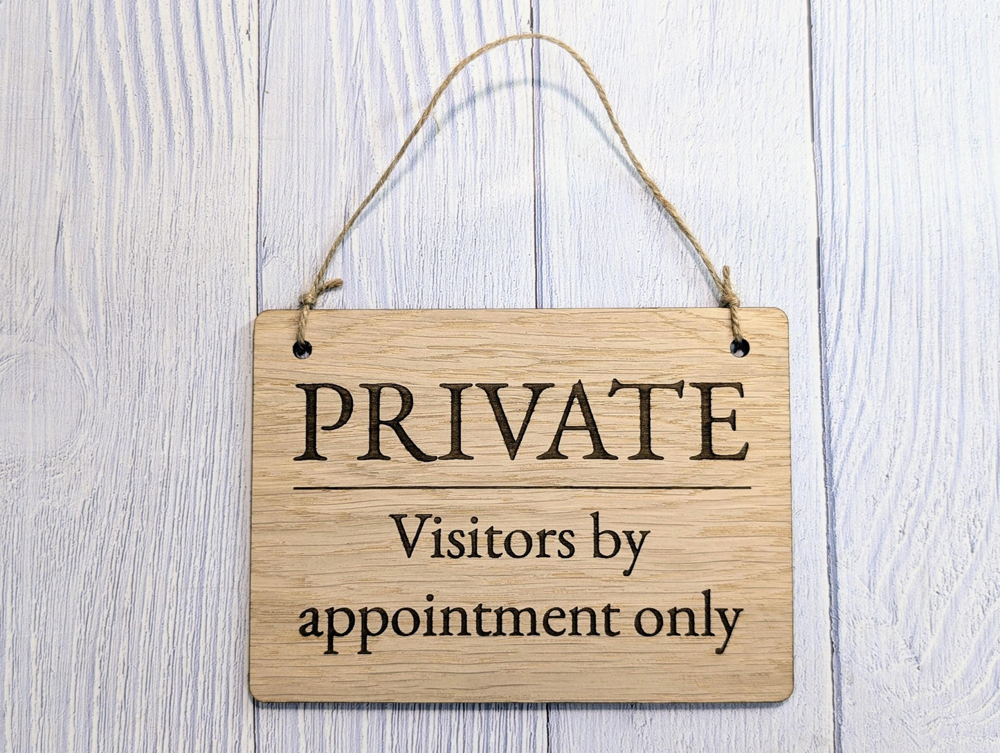 PRIVATE Visitors by Appointment Only Sign - Customisable Wooden Privacy Sign - Ideal for Home, Office, or Business - Eco-Friendly Materials