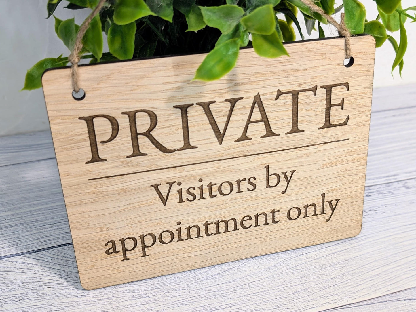 PRIVATE Visitors by Appointment Only Sign - Customisable Wooden Privacy Sign - Ideal for Home, Office, or Business - Eco-Friendly Materials