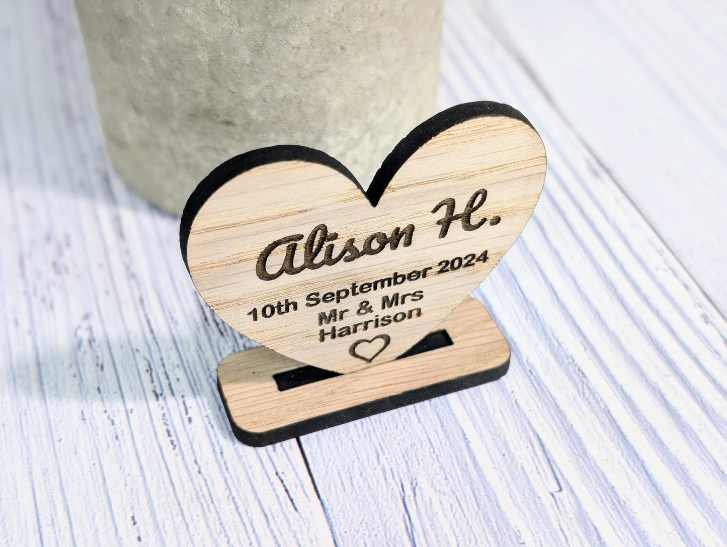 Wedding Wooden Name Place Cards, Personalised | Custom Place Name Hearts | Freestanding Table Cards | Place Setting | Wedding Favours