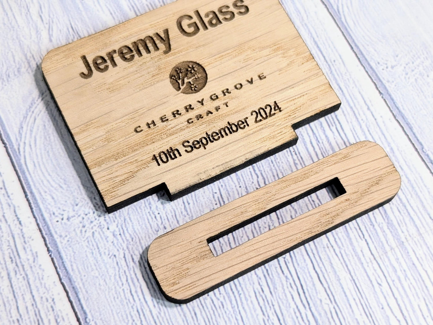 Wooden Name Place Cards, Personalised | Corporate & Charity Events | Freestanding Custom Signs with Logo | Sustainable Oak Veneer Decor