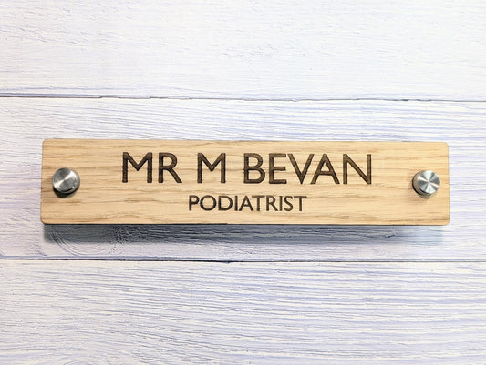 Personalised Wooden Sign with Stainless Steel Standoffs – Reception Areas, Hotels, Offices & More | Signage for Doors or Walls | 4 Sizes