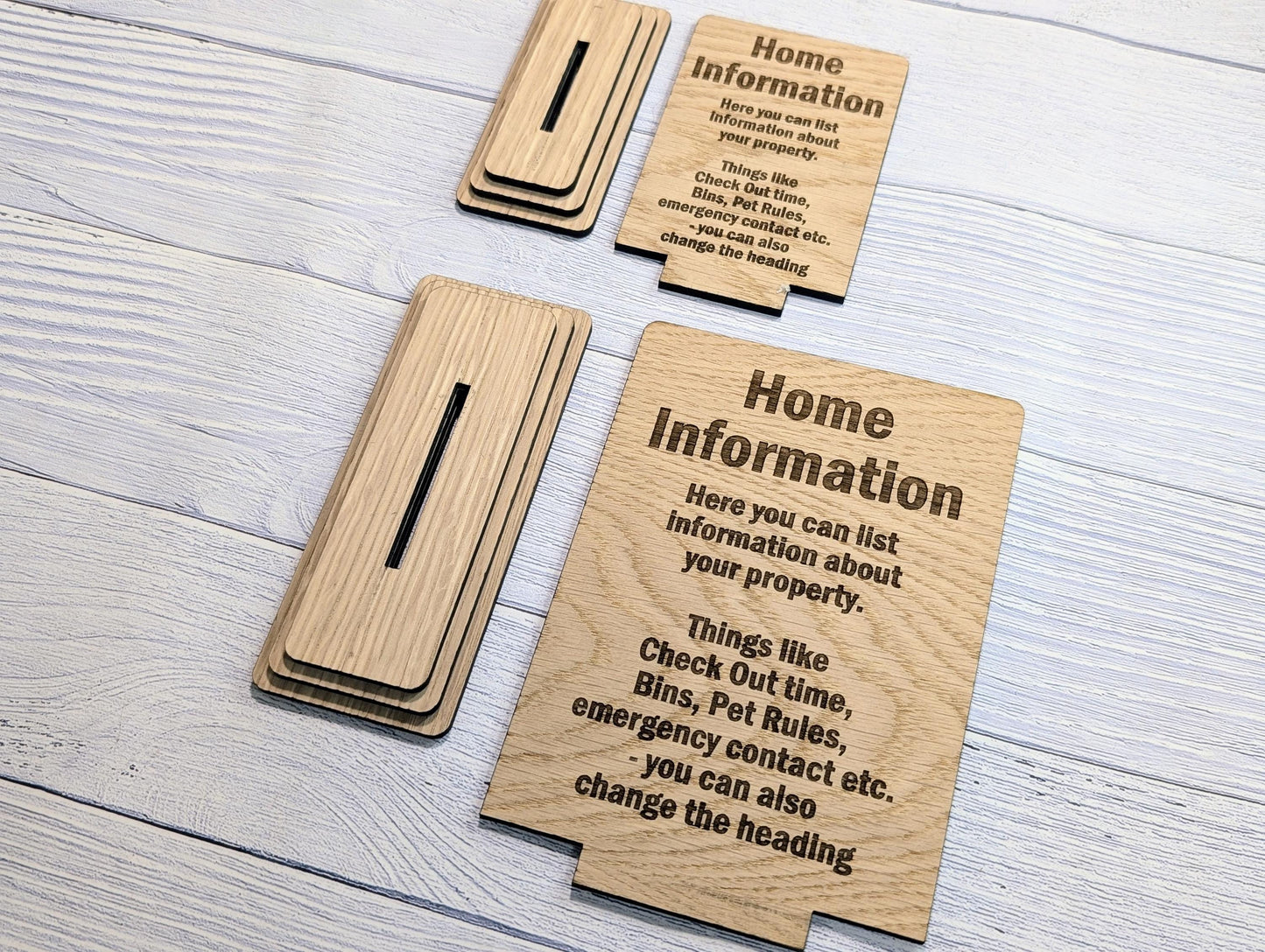 Personalised Wooden Home Information Sign – Perfect for Rental Properties, Holiday Homes, B&Bs | Wood Table Signage | Custom, Two Sizes