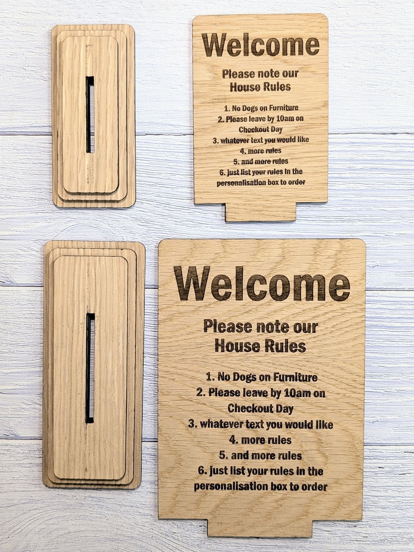 Personalised Wooden House Rules Sign – Perfect for Your Home, Rental Properties, Holiday Homes, B&Bs | Wood Table Signage | Two Sizes