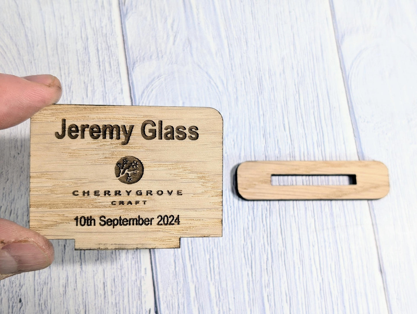 Wooden Name Place Cards, Personalised | Corporate & Charity Events | Freestanding Custom Signs with Logo | Sustainable Oak Veneer Decor