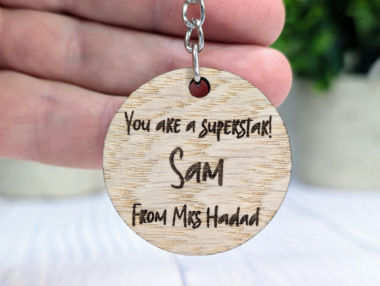 Personalised Student Superstar Keyrings, Oak School Key Chains, Students Gifts | Gifts from Teacher, End of Term, End-of-Year, Custom Names