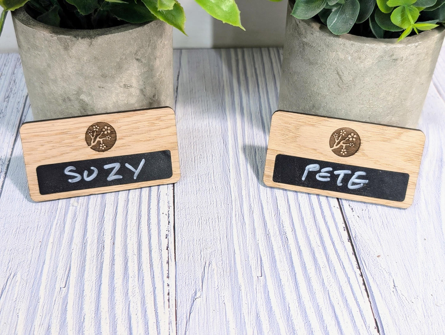 Reusable Wooden Name Badge with Wipeable Blackboard – Custom Logo & Eco-Friendly Design | Wood Name Tags | Custom Delegate Badges