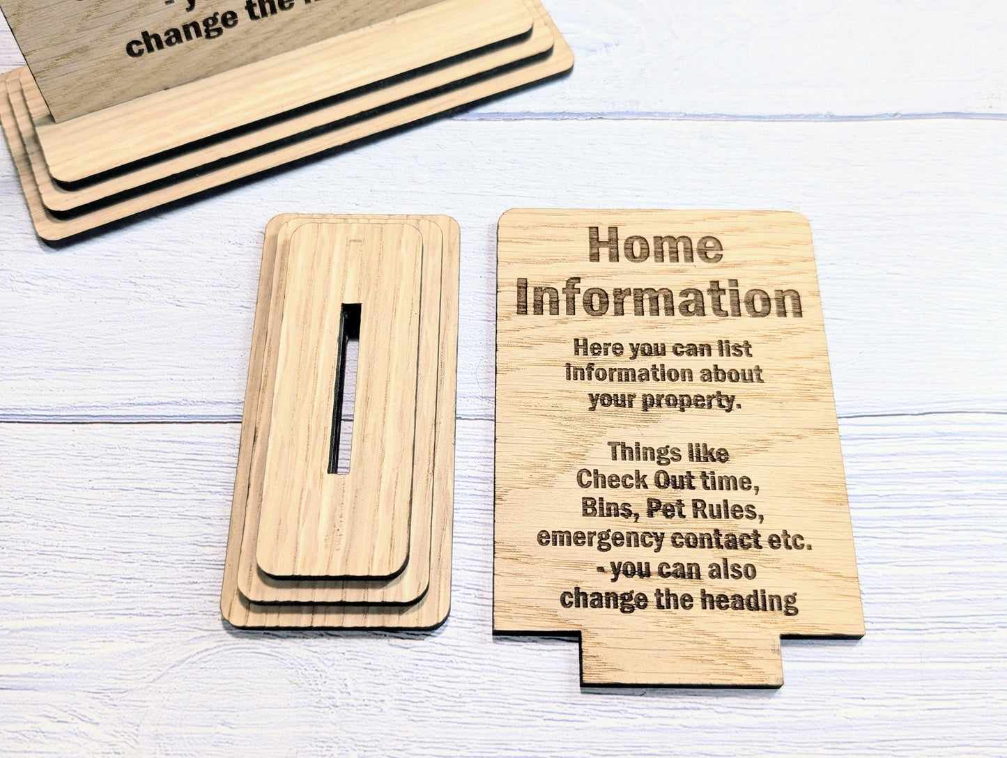 Personalised Wooden Home Information Sign – Perfect for Rental Properties, Holiday Homes, B&Bs | Wood Table Signage | Custom, Two Sizes