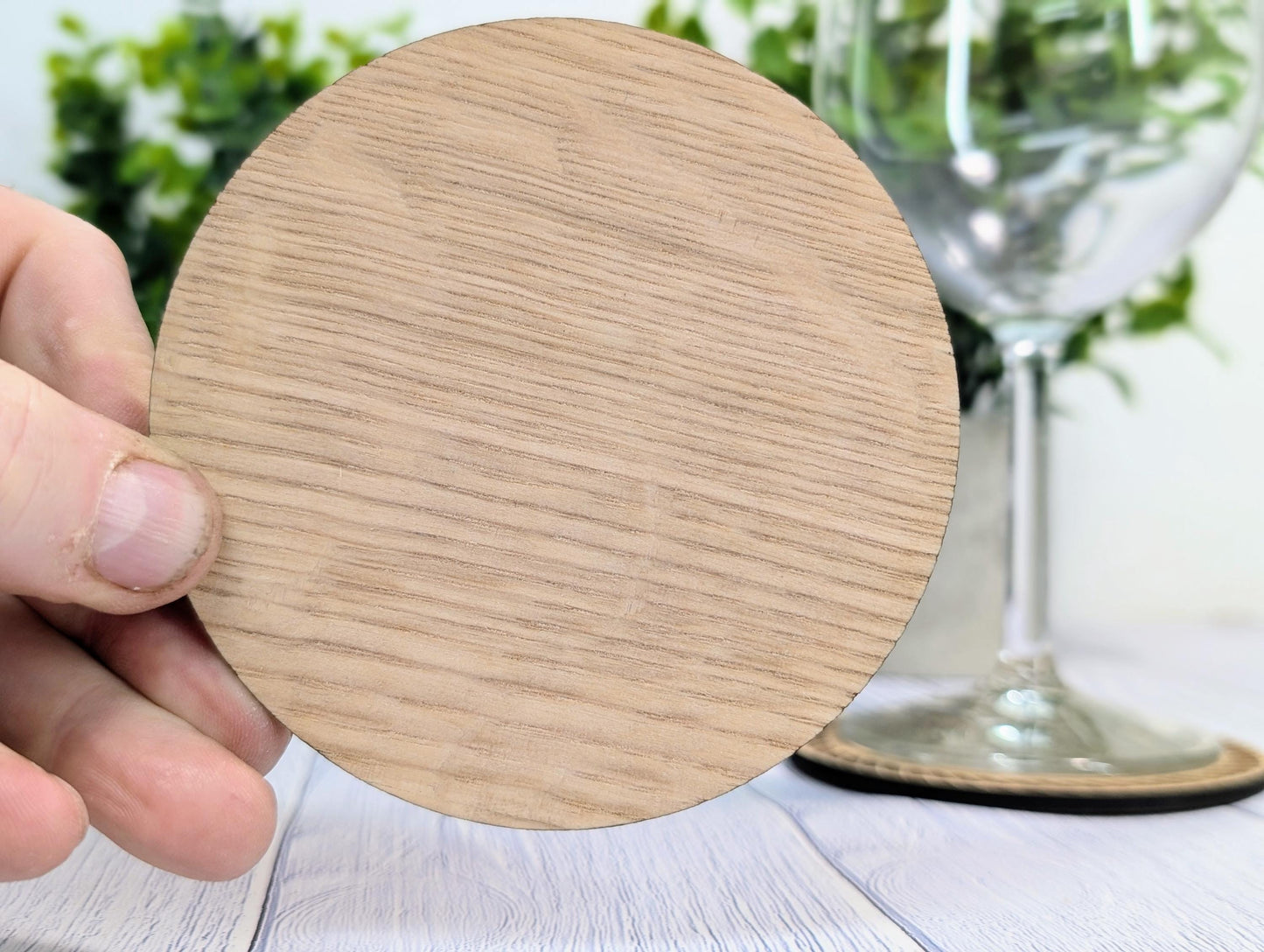 Personalised Oak Coasters with Rope Border – Custom Boat Name, Nautical Gift, Eco-Friendly Gift, Sustainable Craft, Round 100mm Diameter