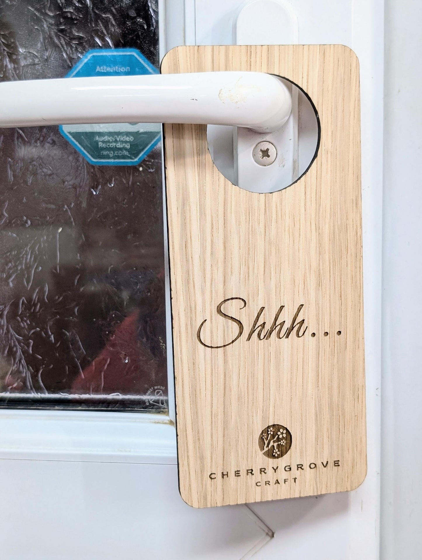 Personalised Wooden Door Hanger – "Shhh..." and "Please Make Up My Room", Custom Logo Option, Eco-Friendly Hotel & BnB Bedroom Sign