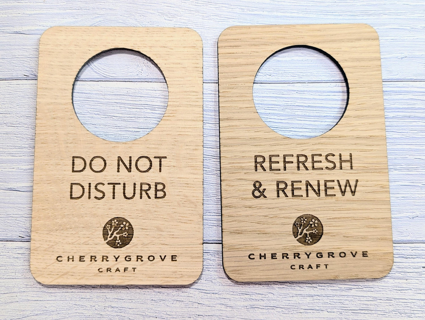 Custom Do Not Disturb Reversible Sign | Wooden Door Hanger - Personalised Door Signage with Logo – 89x137mm, for Privacy, Hotel, B&B