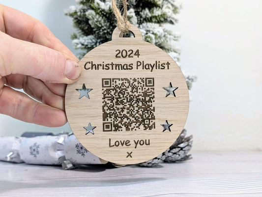 Personalised Christmas Playlist Bauble - Engraved QR Code Gift, Custom Music Ornament for Spotify, Apple Music & More