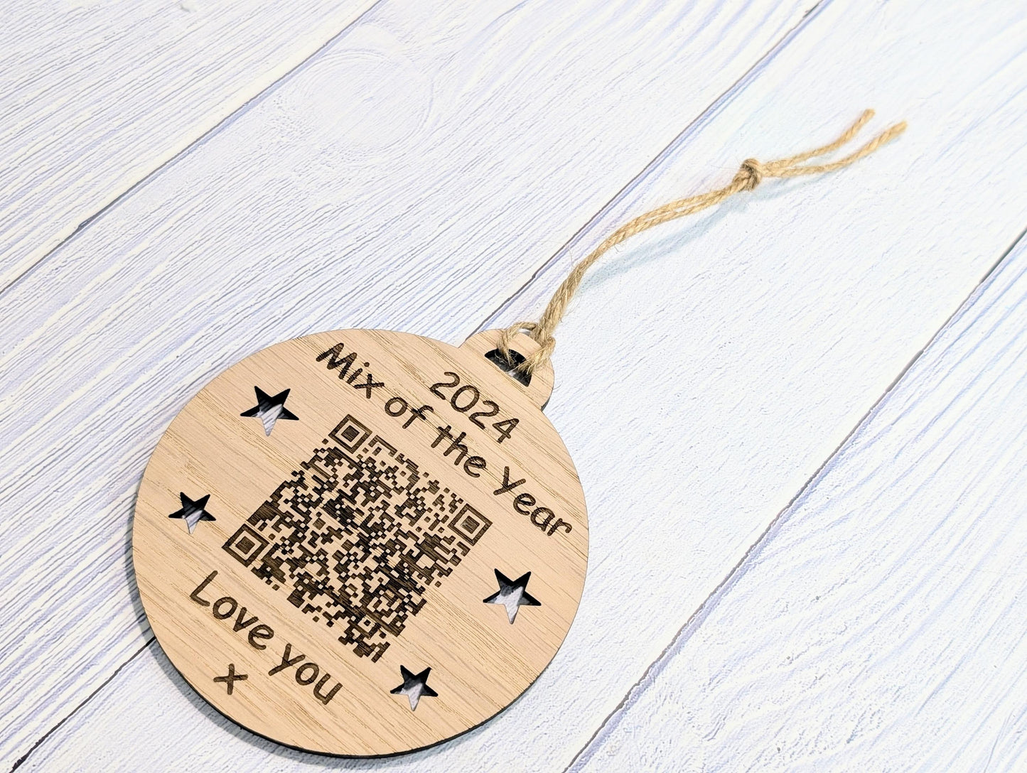 Personalised Mix of the Year Bauble - Engraved QR Code Music Gift, Custom 2024 Playlist Ornament for any Music Streaming Service